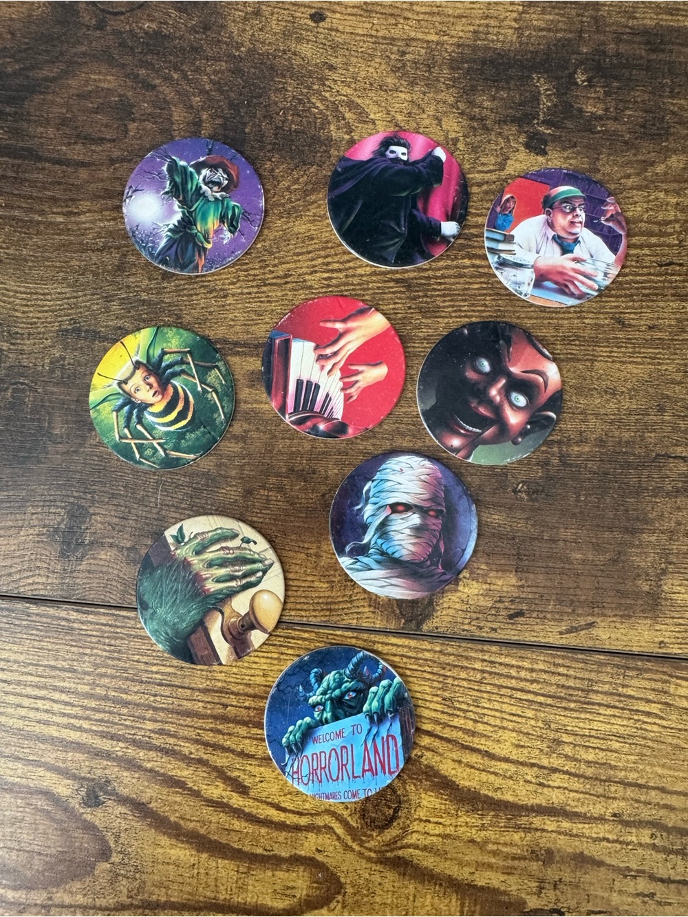 1995 Goosebumps Pogs Milk Caps Lot of 9 Night of the Living Dummy HorrorLand
